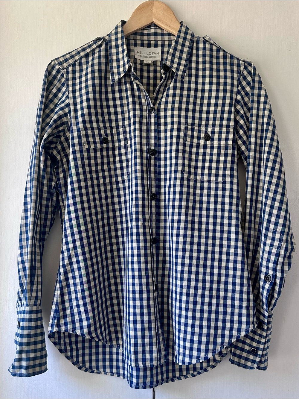 Nili Lotan Blue & White Gingham Women’s Shirt